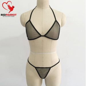 3-delige transparante lingerie set - Nachtkleding - Intiem - See-through - Erotische nachtjurk - Japon - Slip + Jurk + Beha