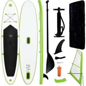 vidaXL Stand Up Paddleboard met zeilset opblaasbaar groen en wit