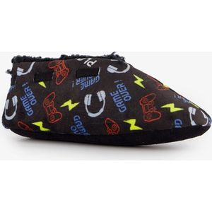 Thu!s jongens sloffen met game print - Zwart - Pantoffels - Maat 37