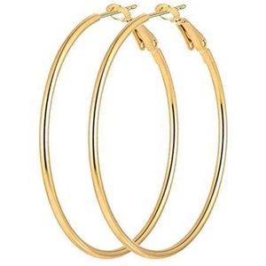Oorringen 60 mm | Goudkleurig | Clipsluiting | Ronde Buis | Fashion Favorite