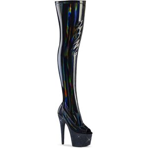 Pleaser - BEJEWELED-3011-7 Plateau Overknee Laarzen - US 11 - 41 Shoes - Zwart