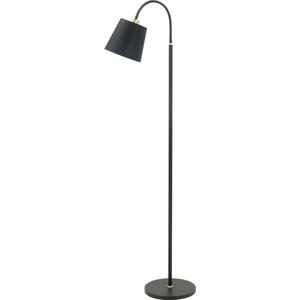 Vloerlamp zwart/goud met flexibele arm 1-lichts met kap