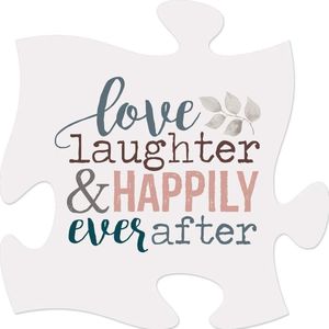 Puzzelstuk 15cm Love, laughter and hallily ever after