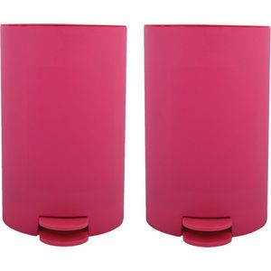 MSV Pedaalemmer - 2x - kunststof - fuchsia roze - 3L - klein model - 15 x 27 cm - Badkamer/toilet