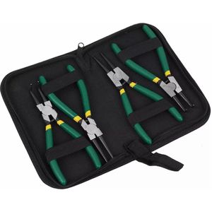 borgringtangenset - 6” 4-delige borgveertangen-set - met zak - Spreidtangen - Binnen recht-binnen gebogen-buiten gebogen