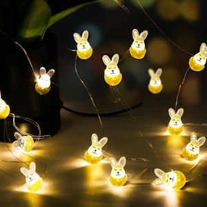 Paasdecoratie - 2.2m - Pasen - LED Lichtketting - 20 Paashaasjes - Batterij Aangedreven - Cadeau