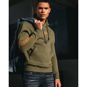 MALELIONS MEN STAINED HOODIE - ARMY/ORANGE, 4XL