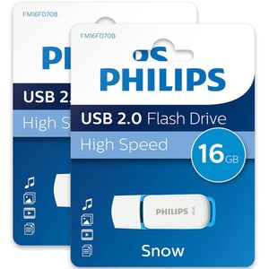 Philips 16GB USB Stick - Ocean Blue Snow Edition - USB-A 2.0 - LED - Wit - 2-Pack