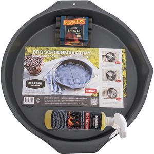 MARBER PRODUCTS - BBQ schoonmaakset 3 : GRILL WASH + BBQ reiniger + Grill Sponzenset - voor roosters tm 48 cm