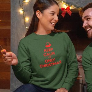 Foute Kersttrui Groen - Keep Calm It’s Only Christmas - Maat 3XL - Kerstkleding voor dames & heren