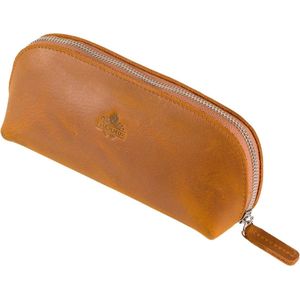 Vintage Brown Leather Pencil Case with Zipper for Writing and Drawing - Ideal for Students, Artists, and Professionals