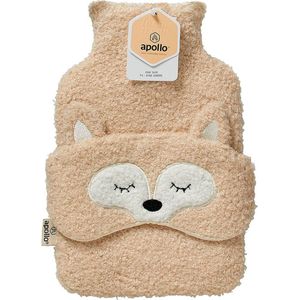 Apollo - Warmwaterkruik - Kruik met hoes - Kruikenzak - Met slaapmasker - Baby - Teddy - Beige vos