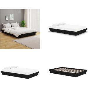 vidaXL Bedframe massief hout zwart 120x190 cm 4FT Small Double - Bedframe - Bedframes - Tweepersoonsbed - Bed
