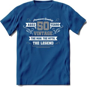 50 Jaar Legend T-Shirt | Zilver - Wit | Grappig Abraham En Sarah Verjaardag en Feest Cadeau | Dames - Heren - Unisex | Kleding Kado | - Donker Blauw - S