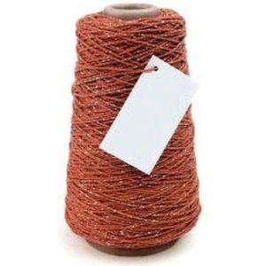 Cotton Cord Lurex/ Katoen touw 300 meter warm rood /goud ø2mm