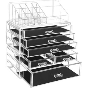 Cosmetica-organizer van acryl voor badkamer en slaapkamer - 3-delige set voor make-up, sieraden en nagellak