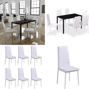 vidaXL Eetkamerset 7-delig zwart en wit - Eettafel Set - Eettafel Sets - Tafel - Tafels