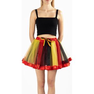 KIMU Tutu Zwart Geel Rood Petticoat - Maat L XL XXL - Tule Rokje Rok - Rode Duivels Belgische Vlag Pak Tulerok Belgie EK WK Duitsland EK Voetbal