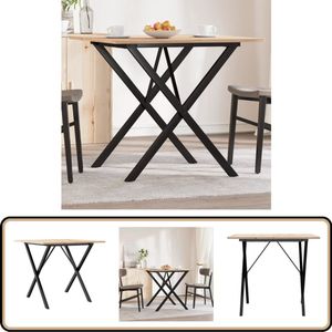 vidaXL Eettafel 90x90 cm - Grenenhout & Gietijzer Eettafel - Eettafels - Eetkamertafel - Tafel