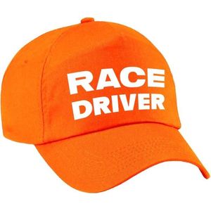 Race driver / auto coureur verkleed pet oranje voor meisjes en jongens - Racing team baseball cap - carnaval / kostuum