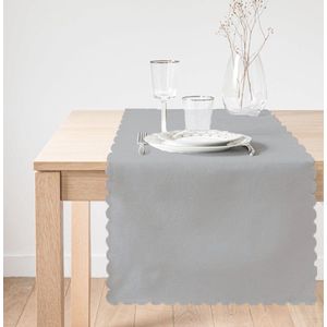 De Groen Home -45x135 - Velvet textiel Tafelloper -Lichtgrijs - Runner