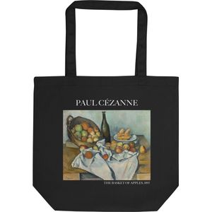 Paul Cézanne 'De mand met appels' (""The Basket of Apples"") Beroemde Schilderij Tote Bag | 100% Katoenen Tas | Kunst Tote Bag | Zwart