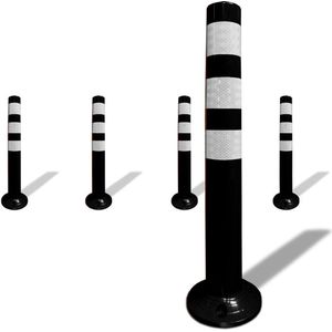 Afzetpaal Flexpaal Zwart wit | 75 cm hoog - Veert terug - Reflecterende banden - Inclusief schroefbouten | Barrière - Afzetting | Veiligheid - Verkeer | De Veiligheids-winkel
