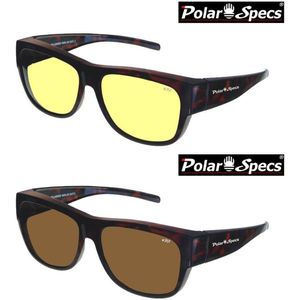 Combinatievoordeel Polar Specs® Overzet Nachtbril + Overzet Zonnebril PS5096 – Tortoise Brown – Polarized – Large – Unisex