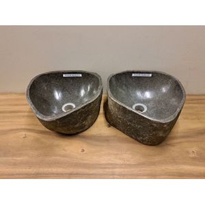 2 waskommen uit 1 steen - 32x33x15cm - FL23109