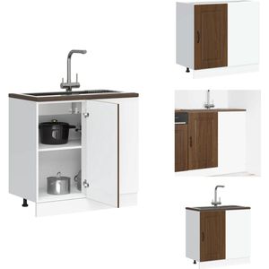 vidaXL Keuken Onderkast - Keuken Onderkasten - Spoelbak Onderkast - Gootsteen Onderkast - Keuken onderkast Kalmar bewerkt hout bruin eikenkleur
