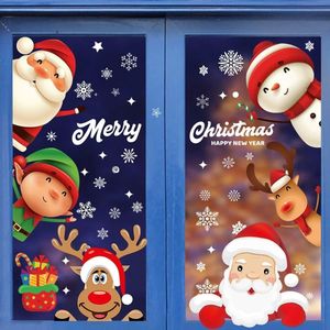 Raamstickers voor Kerstmis, herbruikbaar, 8 vellen kerstraamstickers sneeuwvlok kerstman sneeuwpop rendier kerstmis glasstickers voor Kerstmis binnenshuis decoraties raamdisplay
