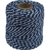 Katoentouw, blauw-wit, klos van 50 g, ongeveer 55 m