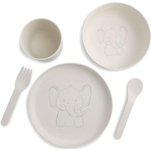 Green Harmony Kinderservies biokunststof taartvorm ontbijtbord kom beker lepel vork cadeau-ideeën voor kinderen grappig dierenmotief olifant kinder ontbijtset