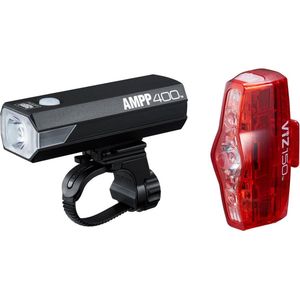 CatEye AMPP400 + VIZ150 Fietsverlichting - LED - USB - Oplaadbaar - Zwart