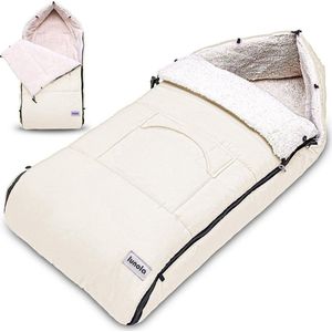 Lunola - Voetenzak voor Autostoel & Kinderwagen - Voetenzak Buggy - 90 x 50 cm - Cream