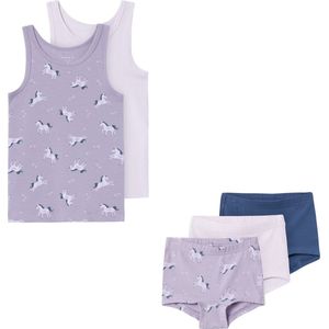 Name it - Ondergoed 2 singlet + 3 boxershorts - Lavendel Unicorn - Maat 98