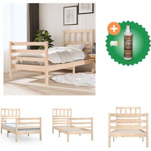 vidaXL Bedframe massief hout 100x200 cm - Bed - Inclusief Houtreiniger en verfrisser