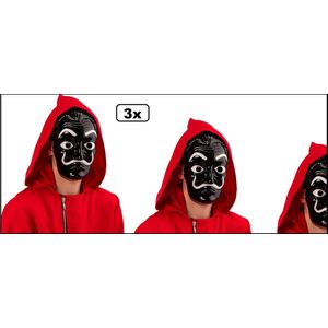 3x Masker La Casa dali zwart/wit - Halloween La casa de Papel festival thema feest horror fun
