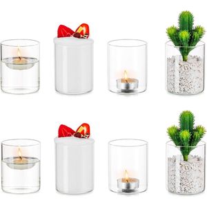 Doorzichtige glazen votief theelichthouders - 12 stuks voor bruiloft tafeldecoratie - verjaardagsfeestje en thuis woonkamer decor