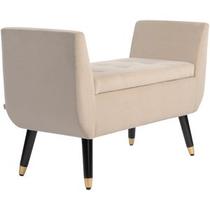 Merax Opbergbank met Zitvlak – Fluweel Beige – 107x42x65 cm – Bankje met Opbergruimte en Armleuningen – Halbank of Slaapkamerbank
