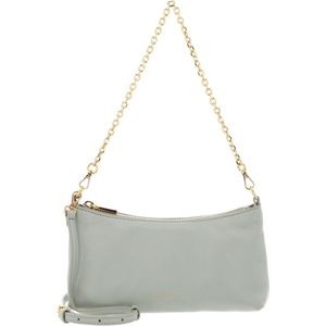 COCCINELLE Leren Schoudertas Aura Mini Bag Grained Leather Celadon Green Mintgroen