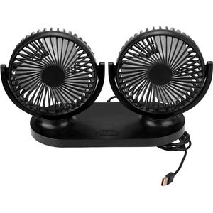 Ventilator met dubbele USB-poorten voor auto - 12V koeler met automatische airconditioning - draagbare ventilator [Zwart] Auto Ventilator