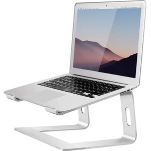 Laptopstandaard aluminium laptop riser compatibel met notebookcomputer(10~15,6 inch), Apple Mac MacBook Air Pro, HP, Dell, Lenovo, Samsung, Acer, afneembare ergonomische notebookstandaard, Zilver