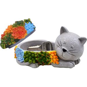 Sleutelhouder voor katten, decoratieve sleutelschaal voor in de woonkamer, grappige kat, sleutelkluis, voor buiten, tuin, kamer, sieradenopslag, kleine cadeaus voor vrouwen, mama, decoratief