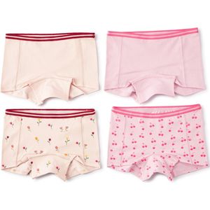 Little Label Ondergoed Meisjes Maat 134-140/10Y - roze, Geel - Hartjes - Boxershort meisjes - Zachte BIO Katoen