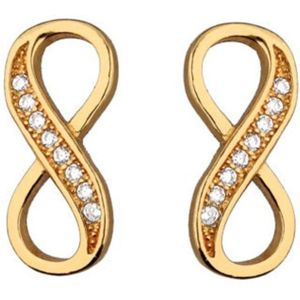 Goud Oorbellen Dames - Infinity Oorbellen Zirconia - Oorbellen goudkleurig - oorbellen dames - Amona Jewelry