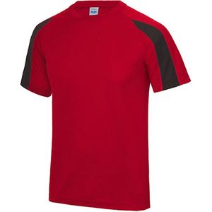 Just Cool Vegan Unisex T-shirt 'Contrast' met korte mouwen Red/Black - XXL