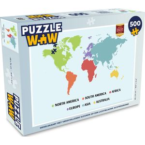 Puzzel Wereldkaart Kinderen - Trendy - Kleuren - Legpuzzel - Puzzel 500 stukjes