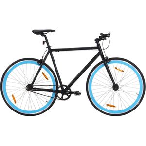 The Living Store Fiets met vaste versnelling 700 c 51 cm zwart en blauw - Fietsen - Single Speed - Stadsfiets - Aluminium Frame - Flip Flop Naaf