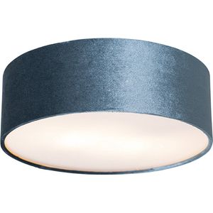 QAZQA Drum - Moderne Plafondlamp - 2 Lichts - Ø 30 cm - Blauw - Woonkamer - Slaapkamer - Keuken